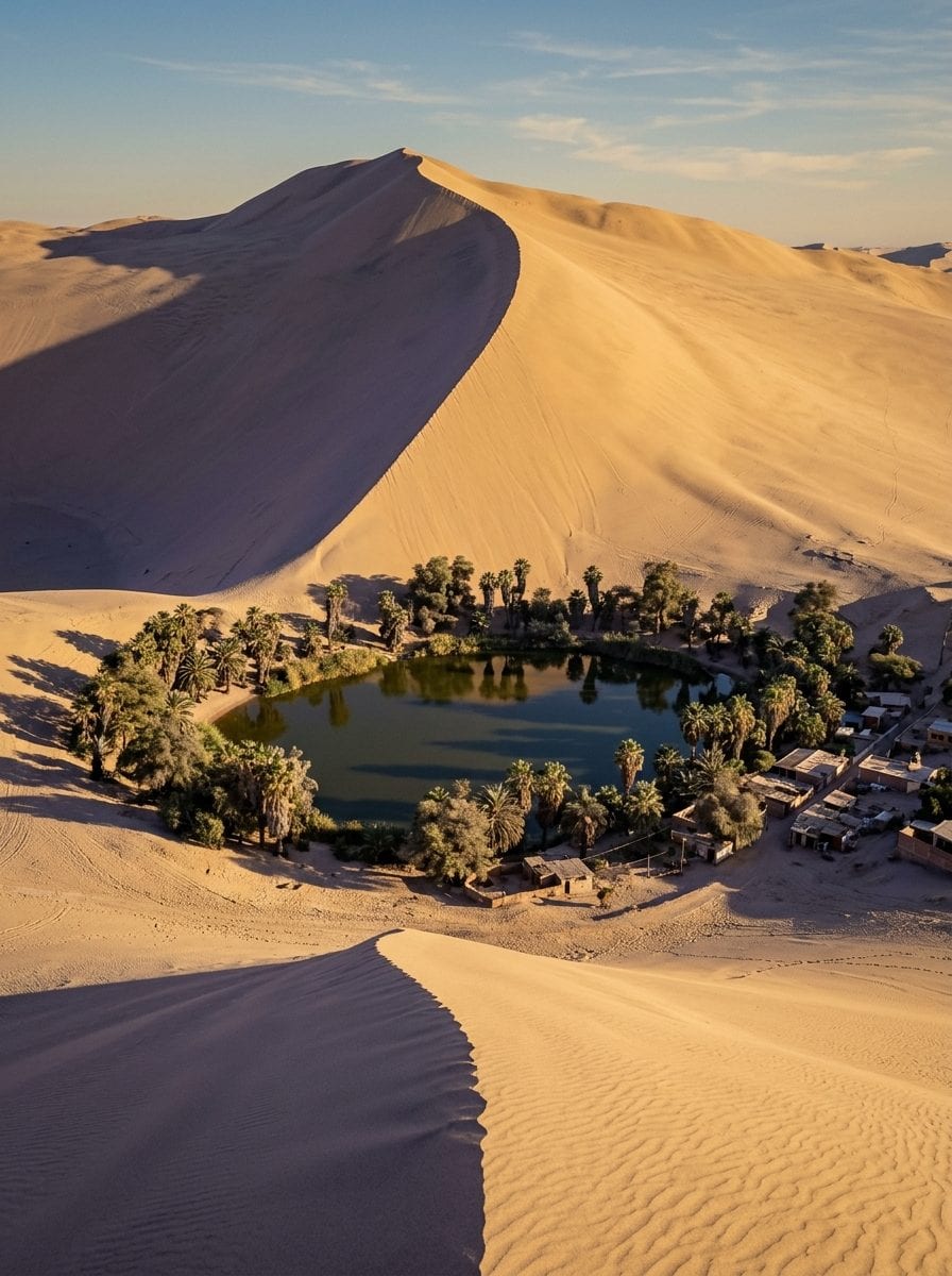 Crête de dune surplombant l'oasis de Huacachina