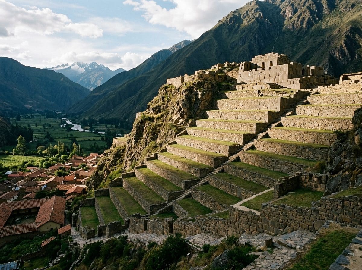 Terrasses en escalier et temple du Soleil de la forteresse d'Ollantaytambo